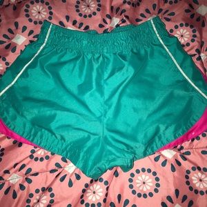 Green and pink water shorts